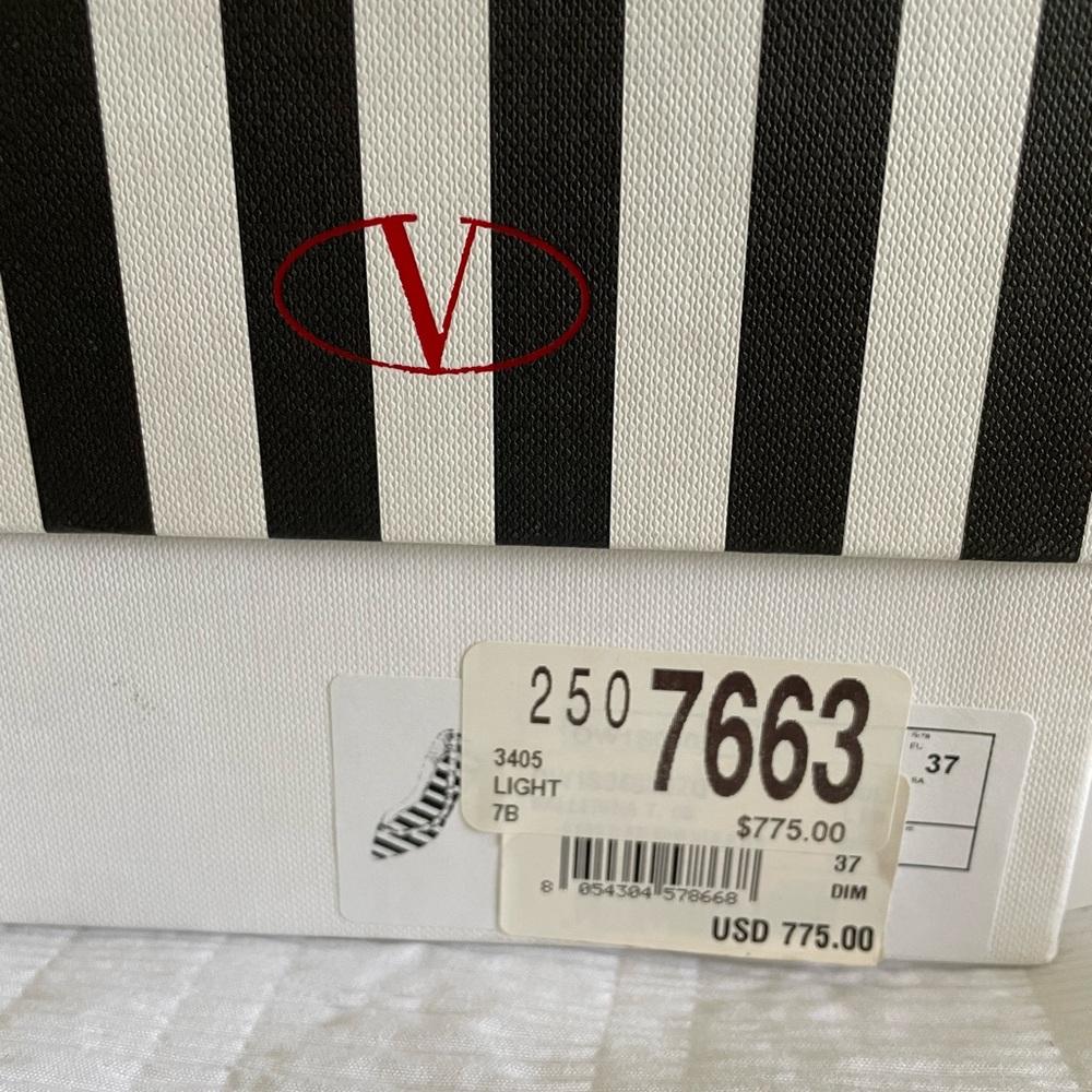 Valentino Rockstud V Stripe black and white stripe flats size 37 - Picture 7 of 8